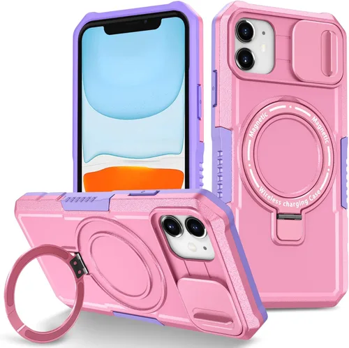 Vista 108 de Funda magnética para iPhone 11, soporte de anillo con ventana corrediza, funda protectora mate a prueba de golpes para iPhone 11 6.1, fundas