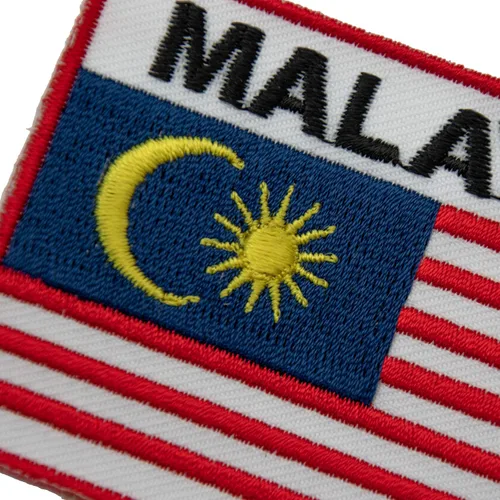 Vista 4 de Parche bordado de banderas nacionales de Malasia coser para bolsos, alfileres de solapa banderas de Malasia, recuerdo de viaje mundial NO.004A