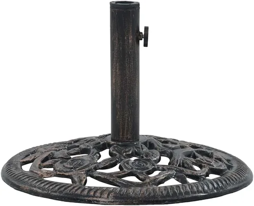 Vista 10 de Cast Iron Umbrella Base with Floral Design, Heavy Duty Black Umbrella Base for Patio and Balcony Stability