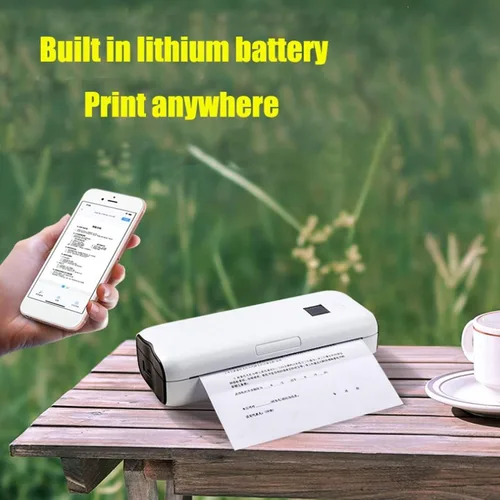 Vista 4 de Impresora térmica portátil A4 para viajes, sin tinta, recargable por Bluetooth, compatible con teléfonos Android e iOS, laptop