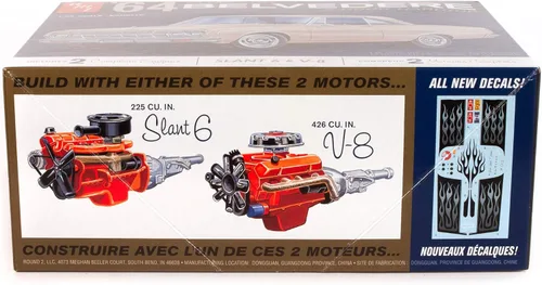 Vista 3 de AMT - 1964 Plymouth Belvedere (con motor recto 6) 2T, 1:25 (AMT1188M), blanco