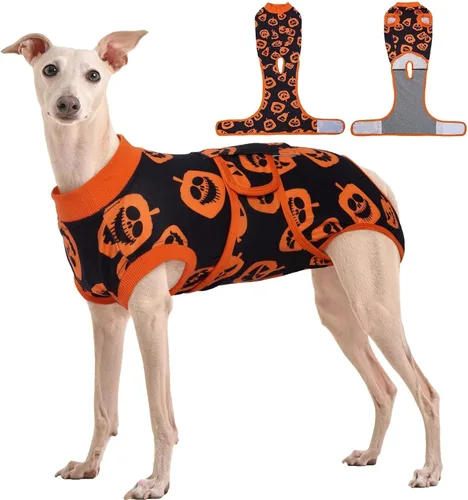 Vista 73 de Kuoser Traje de cirugía para perro, cómodo traje de recuperación para perras, mameluco protector posoperatorio, alternativa suave al cuello E