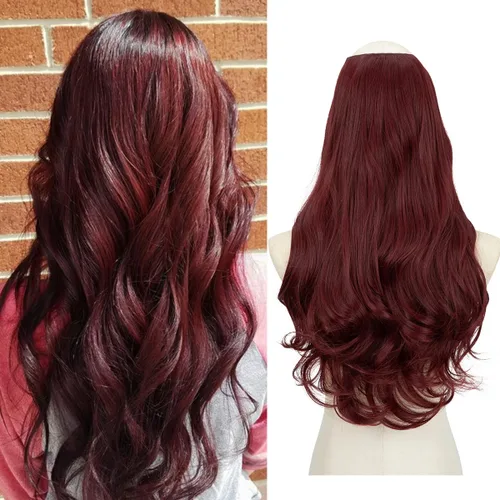 Vista 14 de SARLA Extensiones de cabello sintético con clip, parte en U, largo, ondulado, rizado, grueso, de cabeza completa, para mujer, rubio playa, 24 Playa