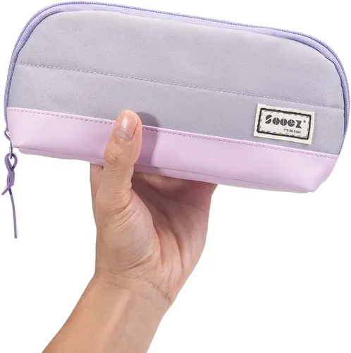 Vista 9 de Sooez - Estuche para lápices y bolígrafos de apertura ancha, estuche ligero y espacioso con cremallera, bolsa de papelería con bonito diseño