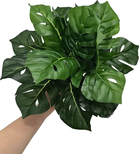 Vista 6 de PASYOU Plantas artificiales artificiales artificiales tropicales de Monstera, decoración de arbustos de tortuga sintética, hojas de palma, tallos