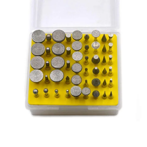 Vista 2 de Juego de 50 rebabas de rectificado con cabeza de molienda con revestimiento de diamante para herramienta rotativa Dremel