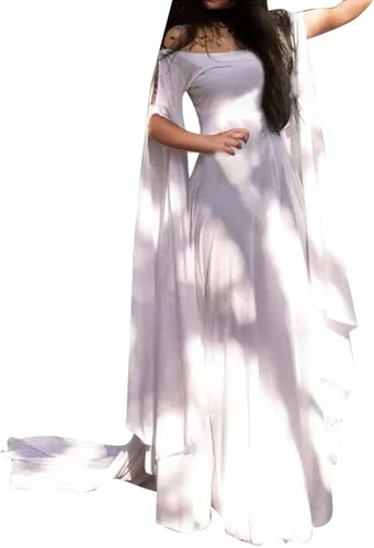 Vista 7 de FRMUIC Vestido de hada renacentista para mujer, disfraz irlandés medieval, vestido sexy de Halloween, vestido victoriano con hombros descubiertos