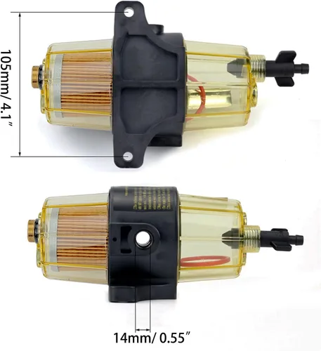 Vista 6 de UF-10K - Conjunto separador de agua con filtro de combustible compatible con motor fuera de borda marino Mercury, Yamaha, Suzuki, Tohastsu, filtro