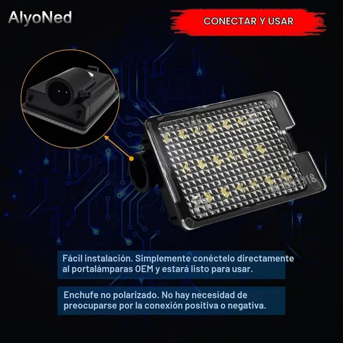 Vista 3 de AlyoNed - Luz LED para Placa de Matrícula, Compatible con Dodge Durango 2014-2022, Camioneta, Lente Transparente, 6500K Blanco