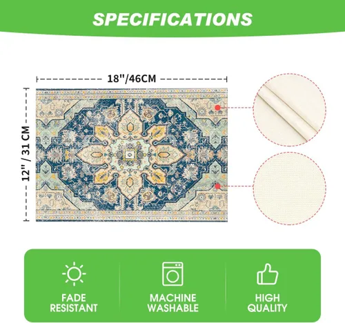 Vista 6 de Artoid Mode Juego de 4 manteles individuales estilo boho de plata, 30x46 cm rústicos de estilo granja para decoración mágica de mesa de otoño
