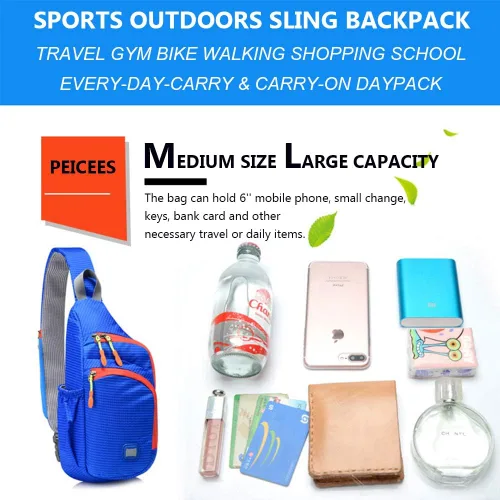 Vista 4 de Peicees Mochila pequeña tipo bandolera impermeable unisex bolsa de hombro cruzada en el pecho