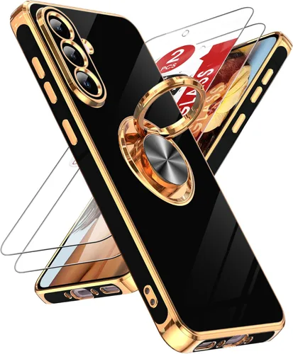 Vista 18 de LeYi Funda para teléfono Galaxy A12: con protector de pantalla de vidrio templado [paquete de 2] Soporte de anillo giratorio de 360°, soporte Rosa