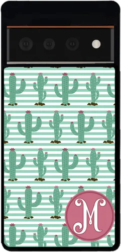 Vista 5 de Desert Cactus Plant - Funda de goma negra con inicial personalizada compatible con Google Pixel 10, 10 Pro, 10 Pro XL, 9a, 9 Pro, Pixel 9, Pixel 9