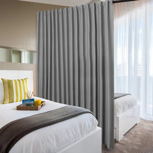 Vista 55 de DWCN Cortina opaca divisora de privacidad para puerta corrediza de patio, cortinas térmicas extra anchas con pestaña trasera y bolsillo para barra