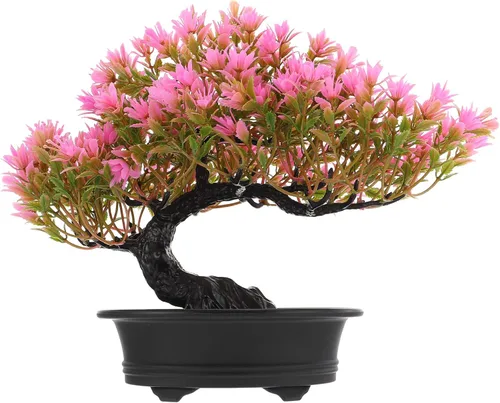Vista 9 de ERINGOGO Simulación de bienvenida, pino zen, árbol bonsái falso, plantas en maceta, decoración artificial de escritorio, pino falso, decoración