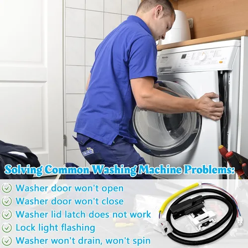 Vista 4 de W11307244 W10682535 Reemplazo de cerradura de tapa de lavadora para Whirlpool Maytag Amana Kenmore Series 110 200 500 Roper WTW5000DW1 RTW4516FW2