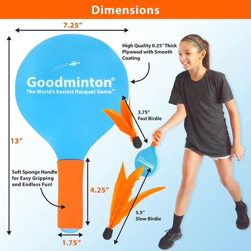 Vista 5 de Goodminton - El juego de raquetas más fácil del mundo: un divertido juego de paleta para interiores y exteriores durante todo el año para niños