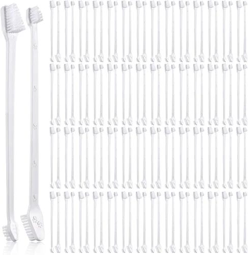 Vista 8 de Gerrii Cepillo de dientes para perros, 200 unidades, cepillo de dientes de doble cabeza, mango largo, kit de cepillado de dientes de perro, cerdas