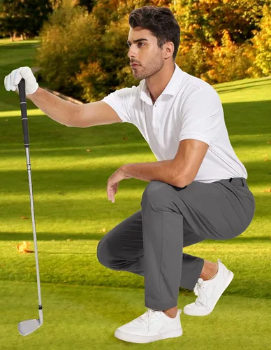 Vista 9 de SPECIALMAGIC Pantalones de golf para hombre, elásticos, ajustados, ligeros, con bolsillos con cremallera