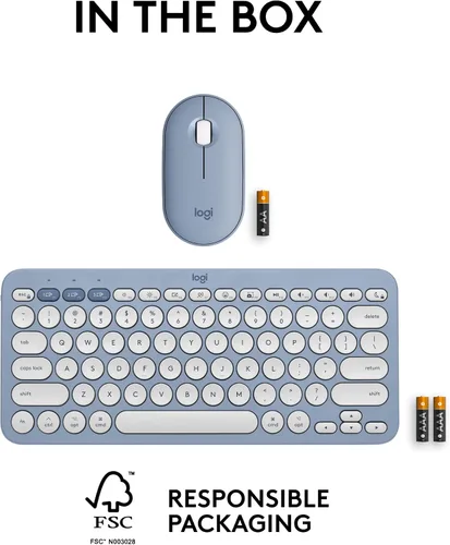 Vista 10 de Logitech Pebble 2 Combo para Mac, Teclado y Mouse Inalámbricos, Delgado, Silencioso y Portátil, Personalizable, Mouse y Teclado Bluetooth