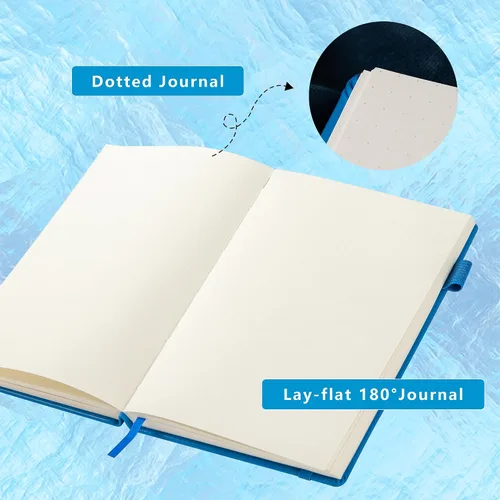Vista 3 de TIEFOSSI - Cuaderno de bolsillo con tapa dura punteado A5, papel de escritura de 100 g/m² de 400 páginas, cuaderno organizador para mujeres, Acuario