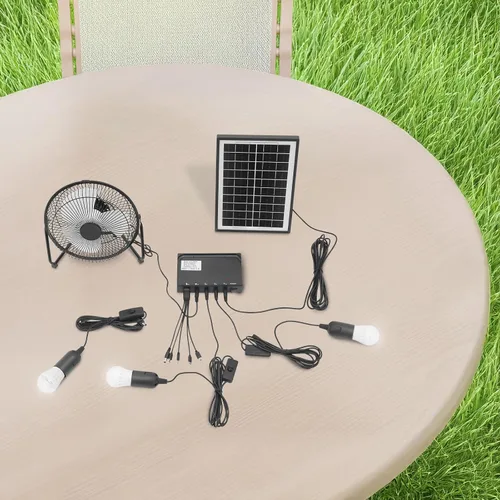 Vista 4 de Solar Generator with Fan & Light, Portable Solar Panel Kit for Outdoor Camp