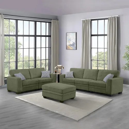 Vista 10 de Legend Vansen - Sofá modular de gran tamaño, sofá de pana en forma de U/L con otomana, asiento profundo y cojín extraíble, fácil montaje para sala