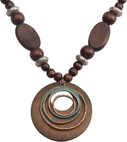 Vista 86 de Collares bohemios para mujer, colgante largo de madera, collar vintage, collar de cadena de suéter, joyería hecha a mano Collar de cuentas