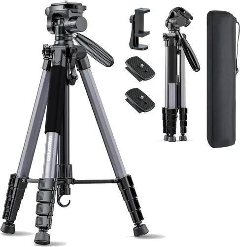 Vista 11 de CAMBOFOTO Trípode para cámara de 30", Trípode profesional de aluminio resistente para cámara sin espejo/DSLR/Teléfono celular/Videocámara
