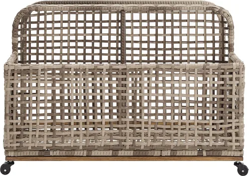 Vista 2 de Crosley Furniture Ridley - Organizador de mimbre para exteriores, para flotadores, cojines de muebles de patio, gris desgastado/marrón