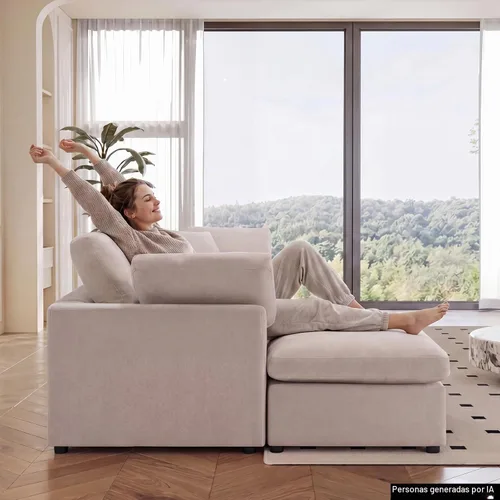 Vista 8 de Sofás modulares de nube seccionales para sala de estar, sofá modular grande con otomana, sofá de 3 plazas en forma de L con almohada, color beige