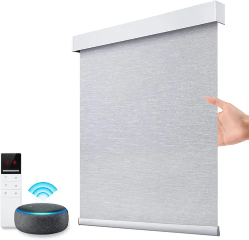Vista 16 de ZSTARR Persianas opacas motorizadas con control remoto inteligente, persianas enrollables recargables inalámbricas para ventanas, oficina, hogar
