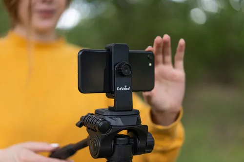 Vista 5 de DaVoice Adaptador de trípode para teléfono, soporte giratorio de 360°, compatible con soporte de cámara para teléfono inteligente iPhone, abrazadera