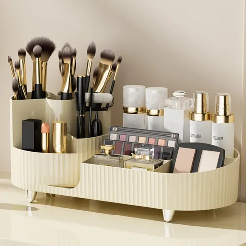 Vista 8 de Organizador de maquillaje giratorio, estuche de exhibición de cosméticos de gran capacidad, fácil de contener todos tus productos de maquillaje, al