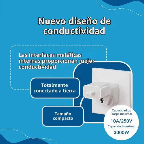Vista 5 de Ceptics Adaptador de enchufe de Europa a EE. UU., adaptador de enchufe tipo B de EE. UU. compatible con enchufes de Europa, India y otros países. El