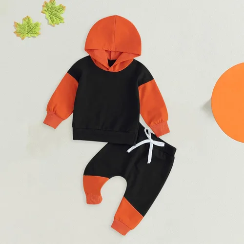 Vista 5 de TBUIALL Conjunto de sudadera de manga larga con capucha y cuello redondo de algodón suave para niños pequeños