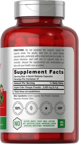 Vista 2 de Horbäach Cápsulas de vinagre de sidra de manzana 2400 mg 150