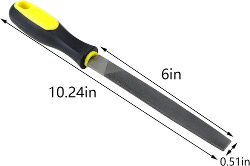 Vista 2 de Lima plana de 6 pulgadas de longitud, lima de mano de acero de alto carbono con mango ergonómico para remover, refinar, dar forma y raspar proyectos