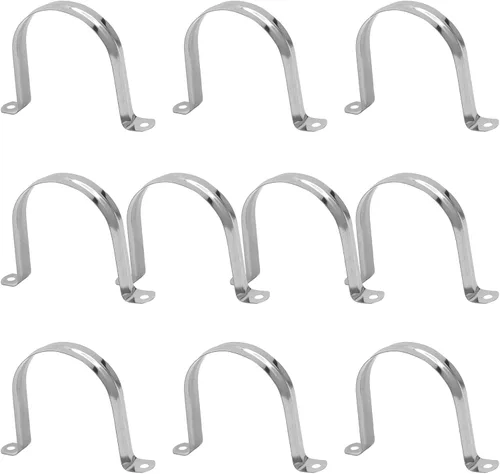 Vista 7 de Waziaqoc 10 abrazaderas de correa de tubo M100, soporte en U de acero inoxidable de 4 pulgadas, colgador de manguera de 2 agujeros, clips de tensión