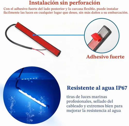Vista 6 de Boaton Luces LED para pesca nocturna marina, luces interiores de cortesía para barco, sin necesidad de perforar, azul