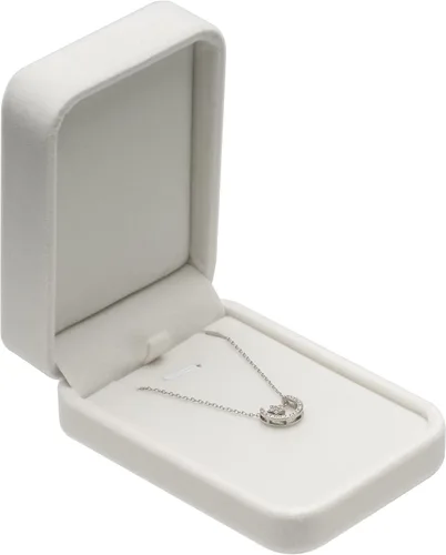 Vista 2 de Caja de regalo de joyería de terciopelo clásico para collar colgante (blanco)