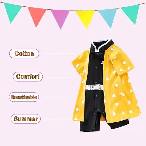 Vista 2 de RELABTABY Lindo mameluco de anime para bebé niño y niña, mameluco para Halloween, cosplay, ropa