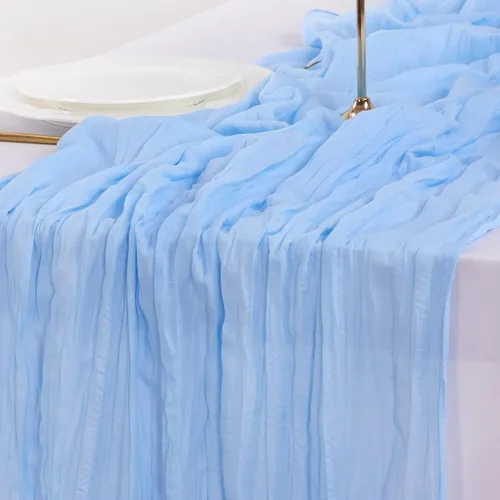 Vista 19 de Socomi Camino de mesa beige para primavera y Pascua, camino de mesa de 170 pulgadas, paño de queso de 14 pies, gasa bohemia rústica para decoración