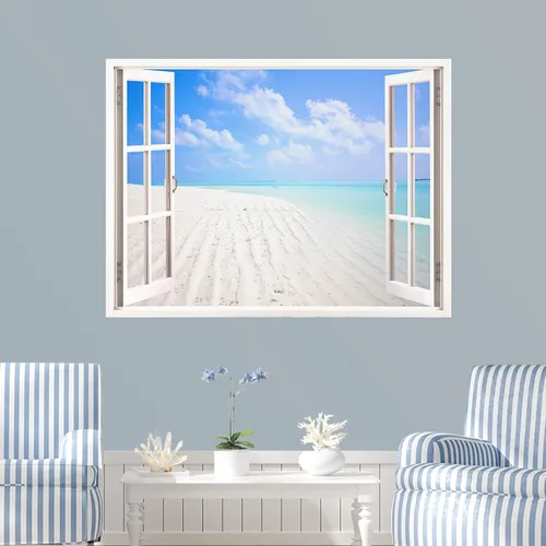 Vista 15 de IDEA4WALL Adhesivo mural removible para pared, arena blanca tropical, playa, orilla, palmera, naturaleza, desierto, fotografía, arte moderno