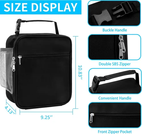 Vista 2 de Lonchera reutilizable para hombres y niños, pequeña bolsa de almuerzo para adolescentes, hombres, adultos, estudiantes, reutilizable, portátil