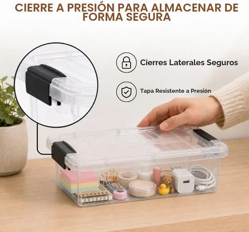 Vista 6 de Superio Cajas de almacenamiento transparentes con tapas, contenedores de plástico de 2.3 cuartos de galón para organizar, cajas apilables, sin BPA