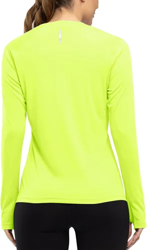 Vista 2 de TBMPOY Camisas de protección solar UPF 50+ para mujer, cuello en V, manga larga, ligeras, para senderismo, entrenamiento, con agujero para el pulgar