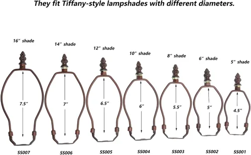 Vista 6 de Bieye SS010 Pantalla de lámpara de soporte para lámpara de mesa estilo Tiffany vidrieras (bronce 4.5 pulgadas de alto)