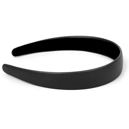 Vista 3 de Huachi Diademas negras para mujer, diadema negra de piel sintética para mujeres y niñas, banda de plástico duro para cabeza de colores sólidos