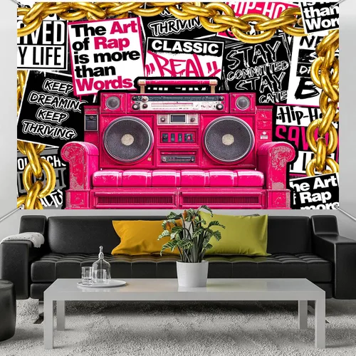 Vista 5 de HANYING HY070YL - Telón de fondo de hip hop de los años 90, música clásica retro, música rock, fotografía de moda, pancarta de fiesta de graffiti